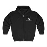 White Logo Heavy Blend™ Full Zip Hooded Sweatshirt