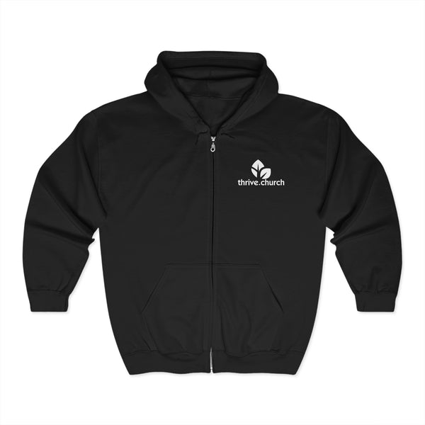 White Logo Heavy Blend™ Full Zip Hooded Sweatshirt