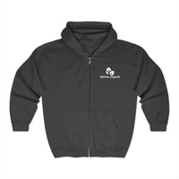 White Logo Heavy Blend™ Full Zip Hooded Sweatshirt