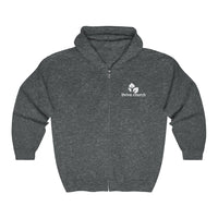 White Logo Heavy Blend™ Full Zip Hooded Sweatshirt